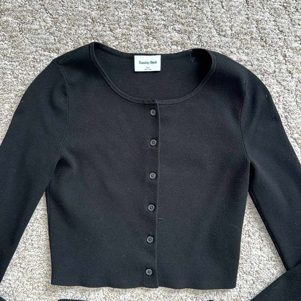 Cardigan Button Up Top and Skirt Set - Picture 2 of 5